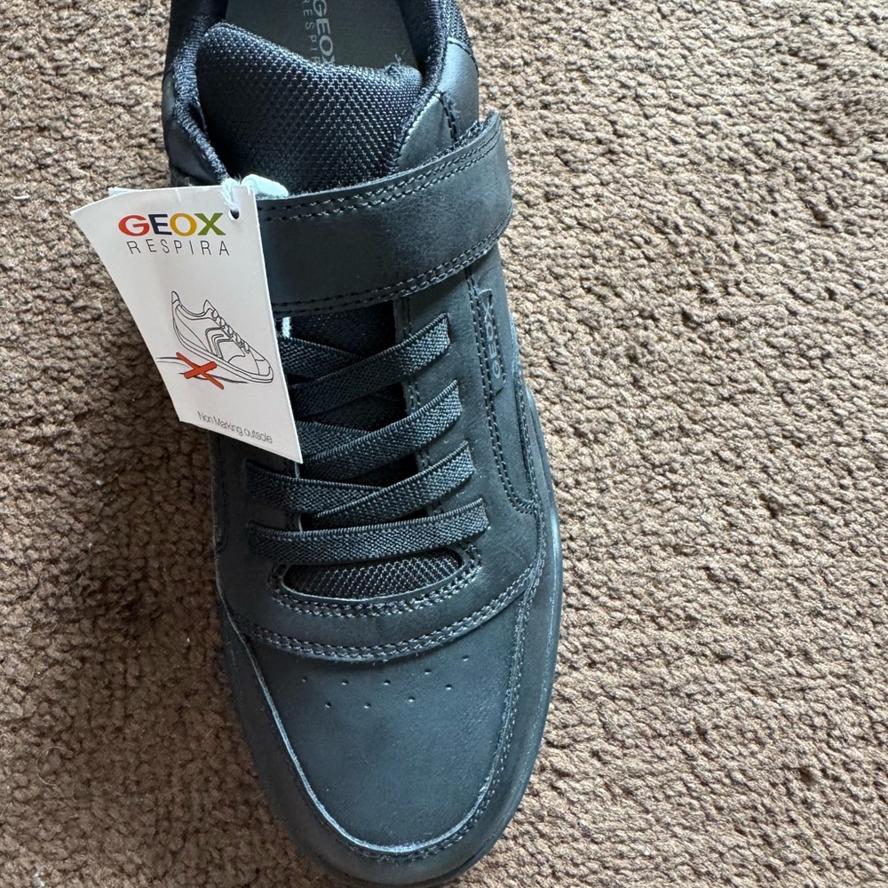 Geox Black Sneakers with Breathable Mesh and Velcro Straps